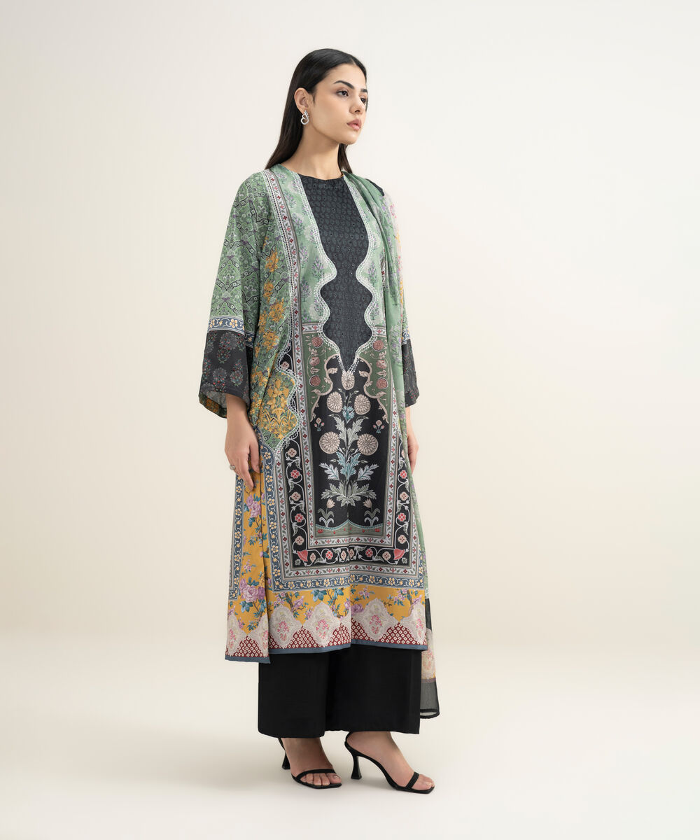 Women's RTW Blended Grip Silk Printed 3 Piece Suit