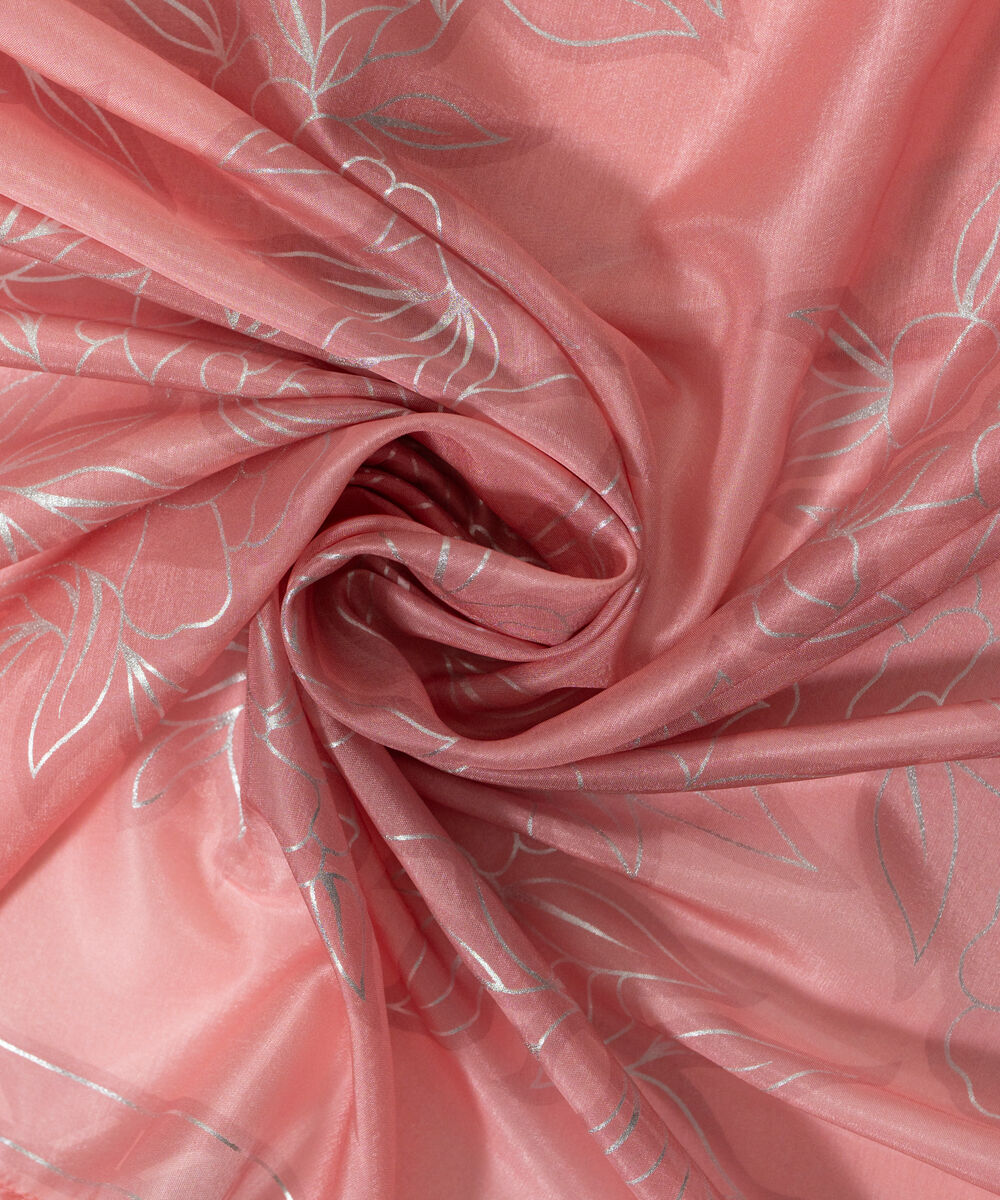 Women's RTW Blended tissue Printed Pink Dupatta
