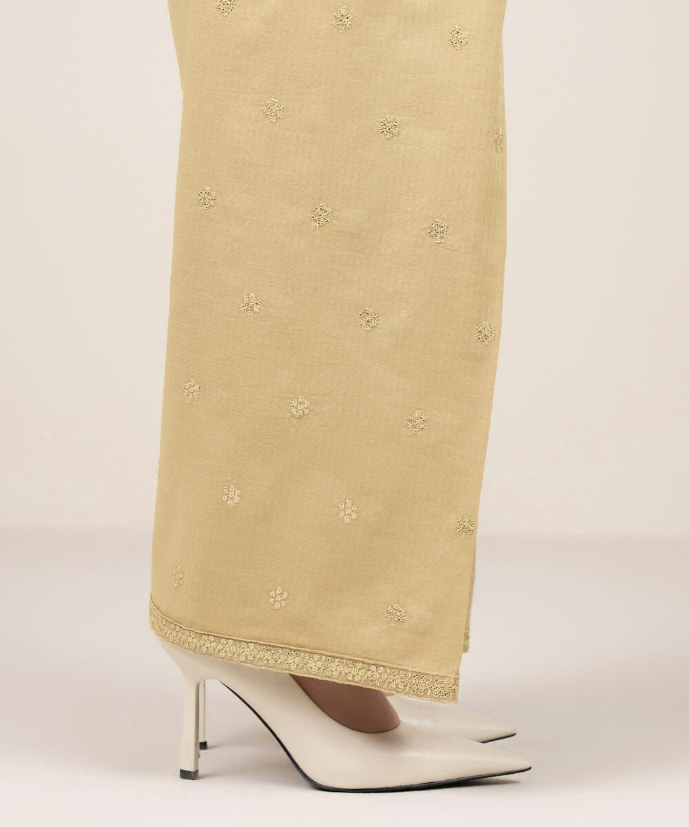 Women's RTW Dobby Embroidered Beige Shalwar