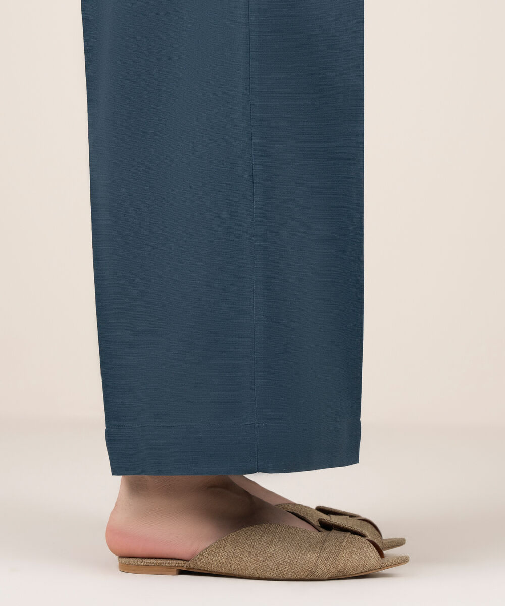 Women's RTW Khaddar Solid Blue Culottes