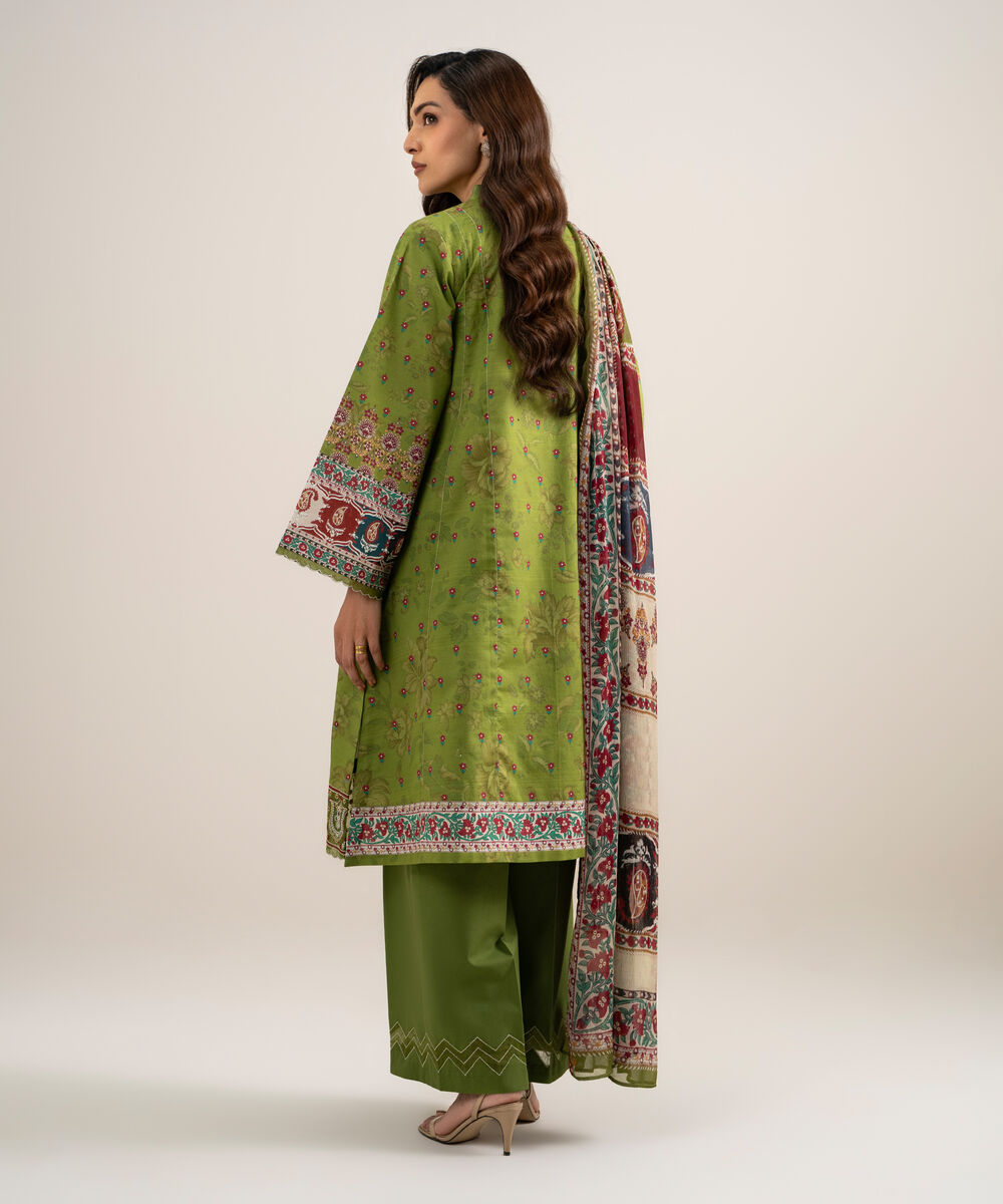 Women's Unstitched Lawn Embroidered Green