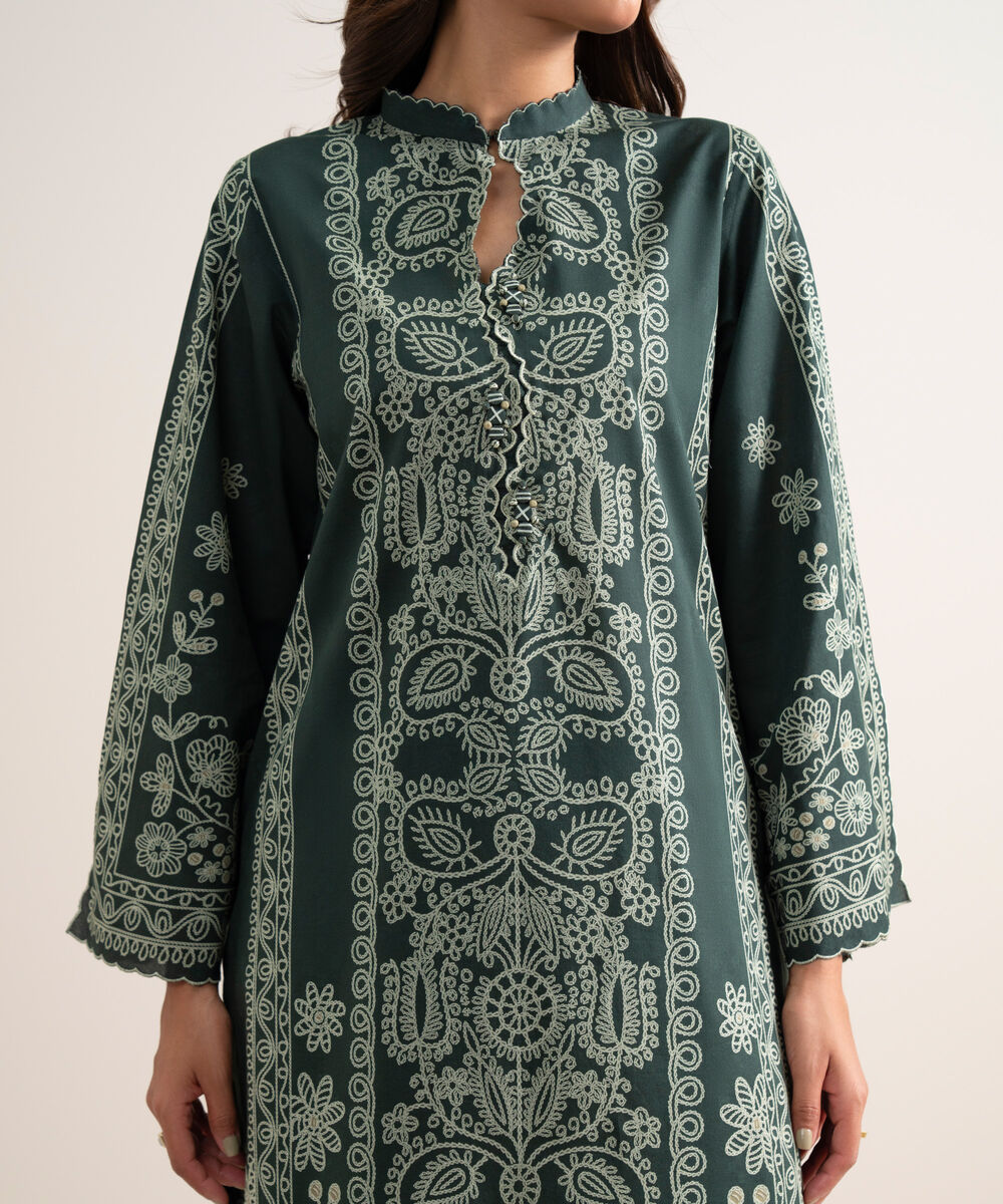 Women's Unstitched Printed Lawn Green 3 Piece Suit