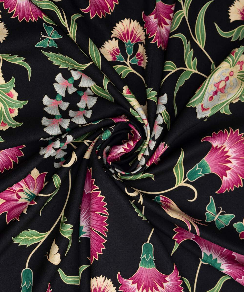 Printed Linen Black Dupatta