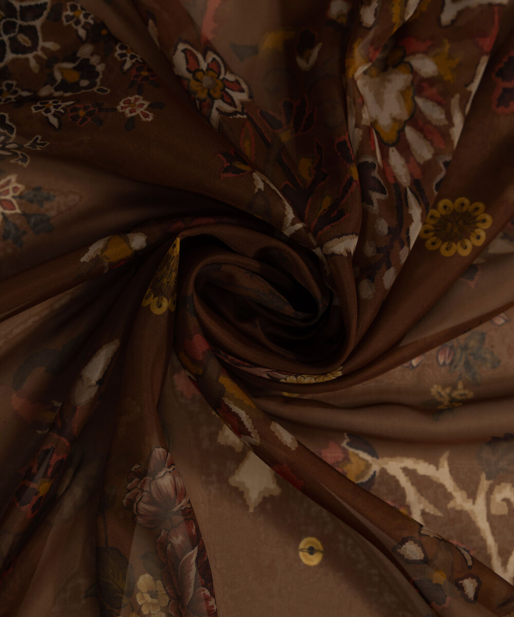 Blended Tissue Printed Brown Dupatta