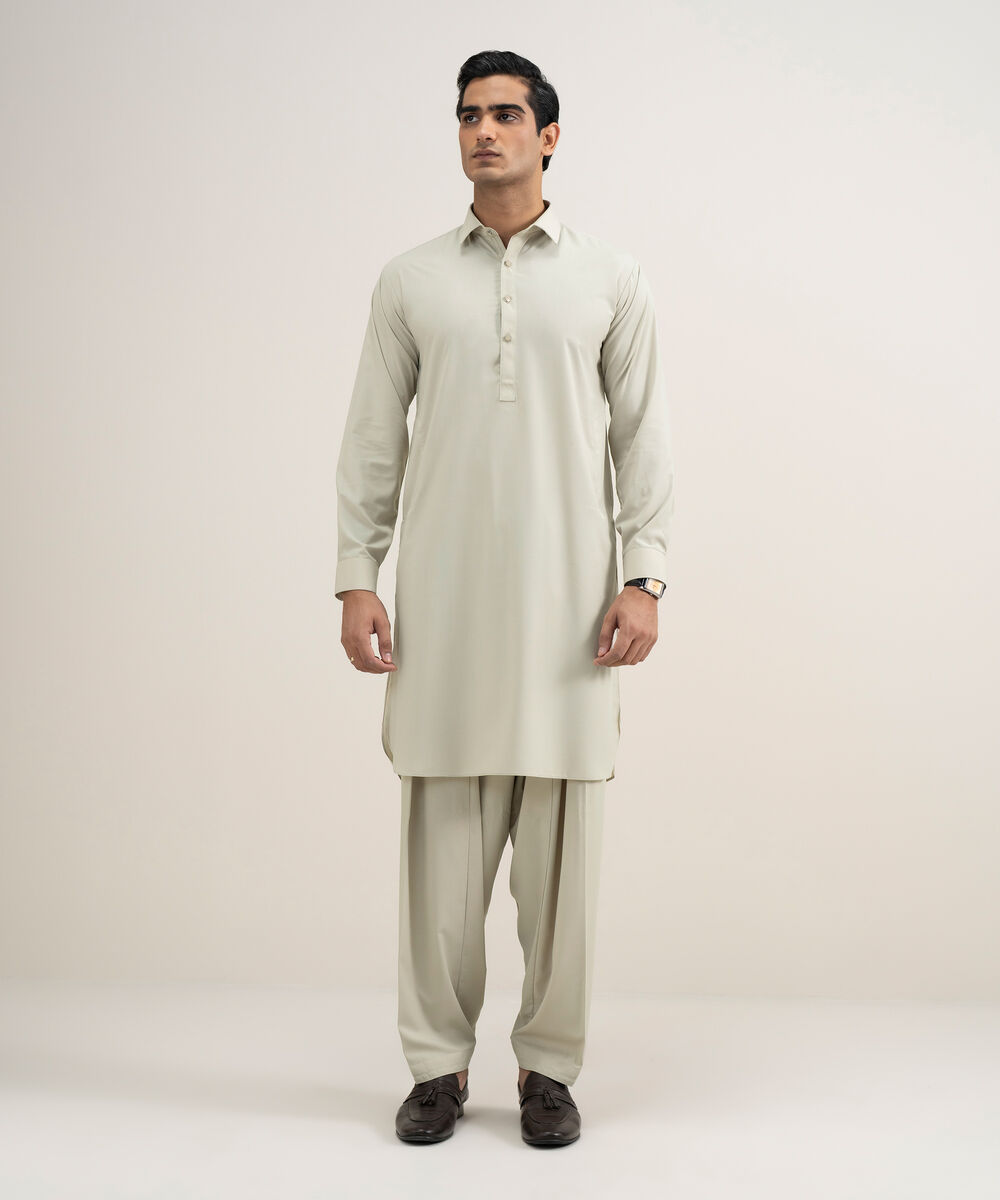 Men's Stitched Premium Wash & Wear Beige Suit