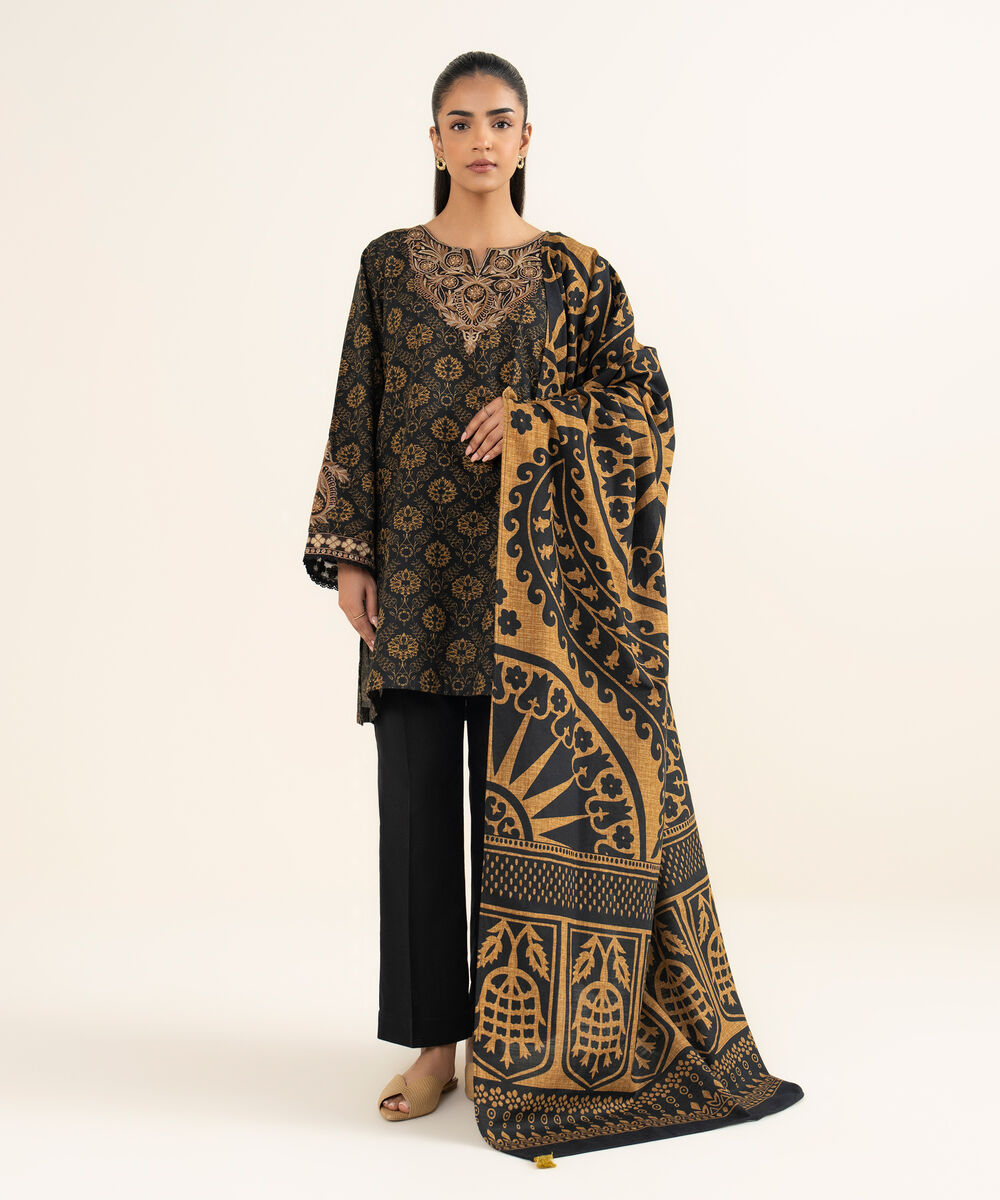 Cotton Printed Black Dupatta