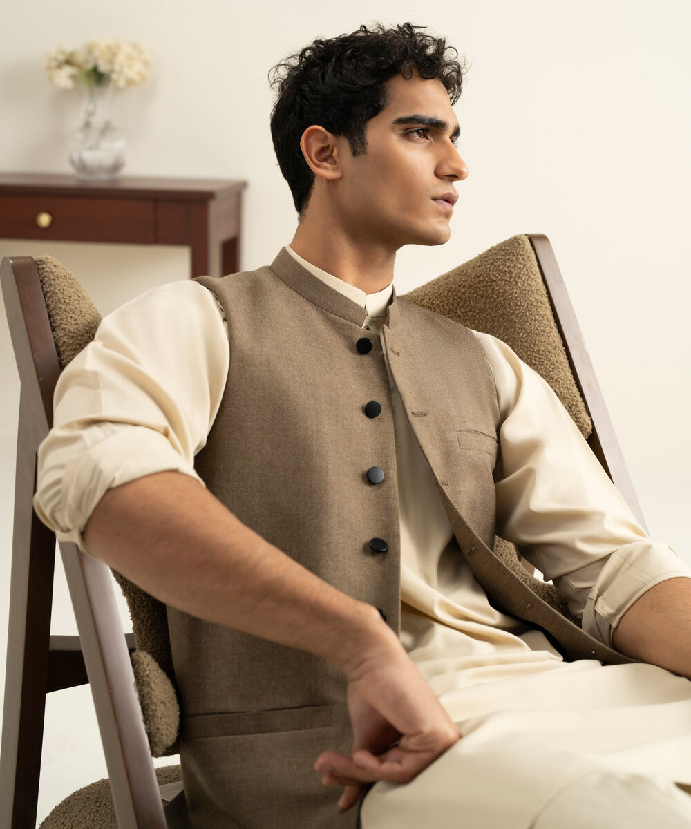 Men's brown Luxury Viscose Waistcoat