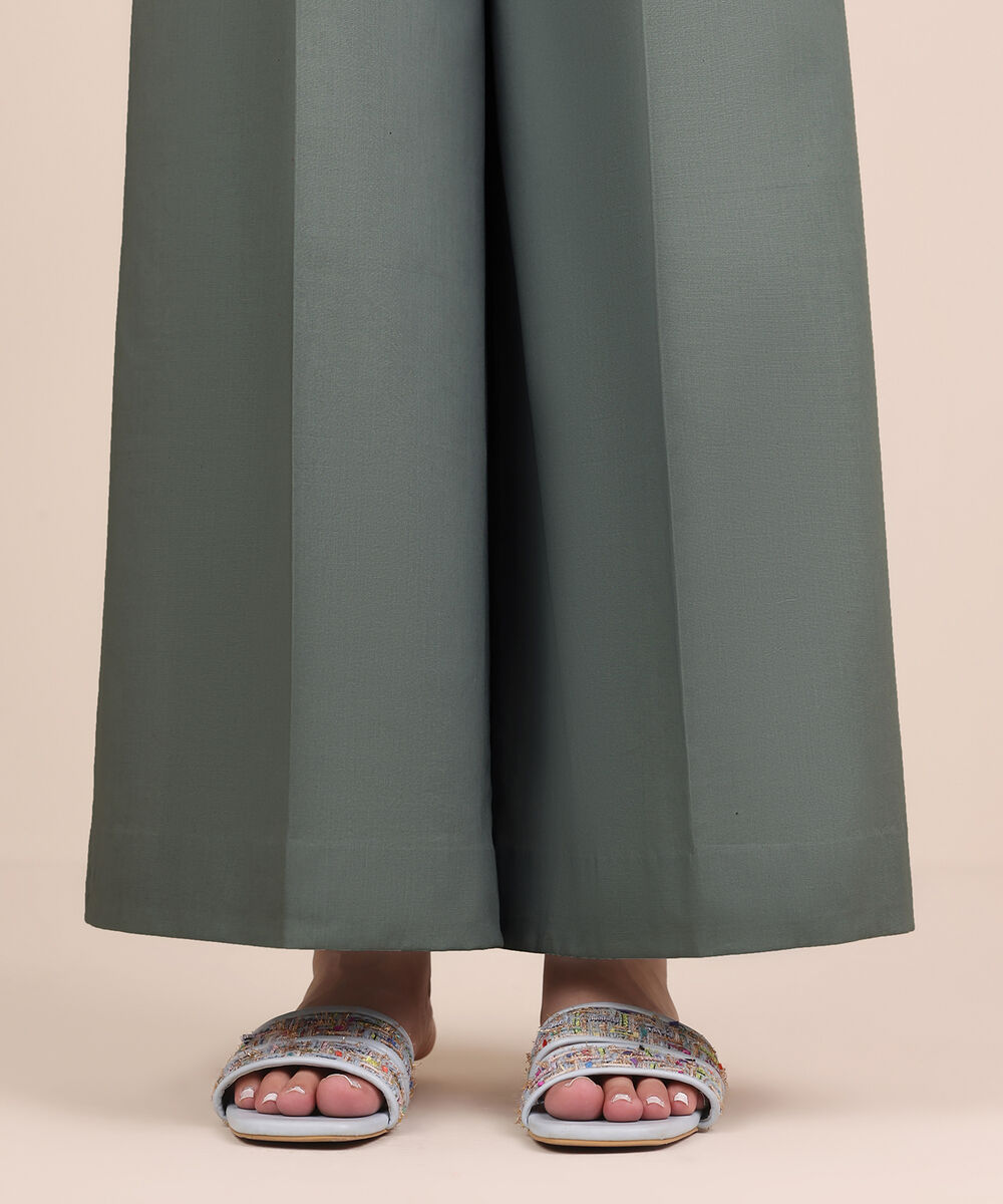 Women's Unstitched Cotton Printed Grey Trousers Fabric