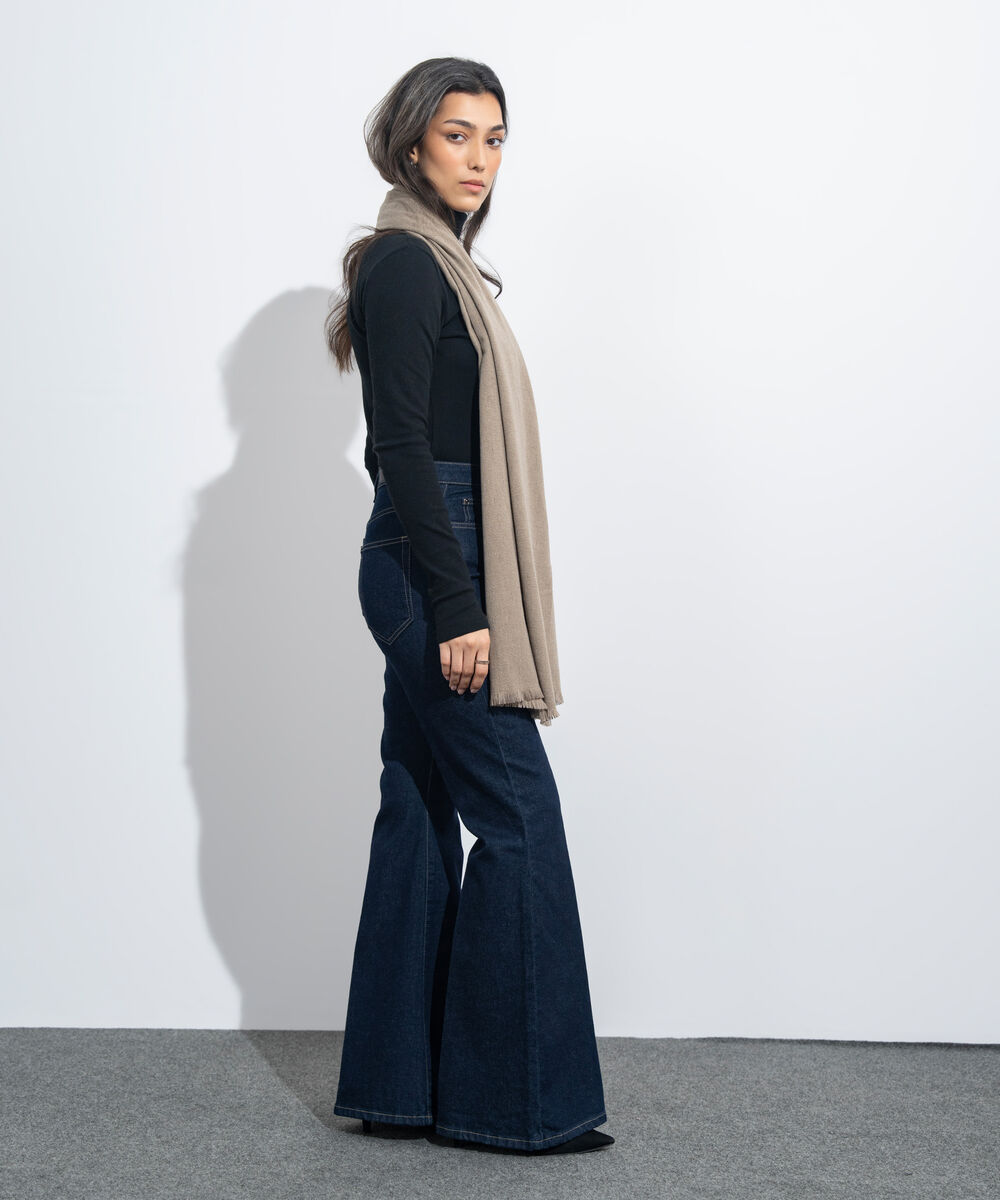 Women's Western Wear Sand Plain Woollen Scarf