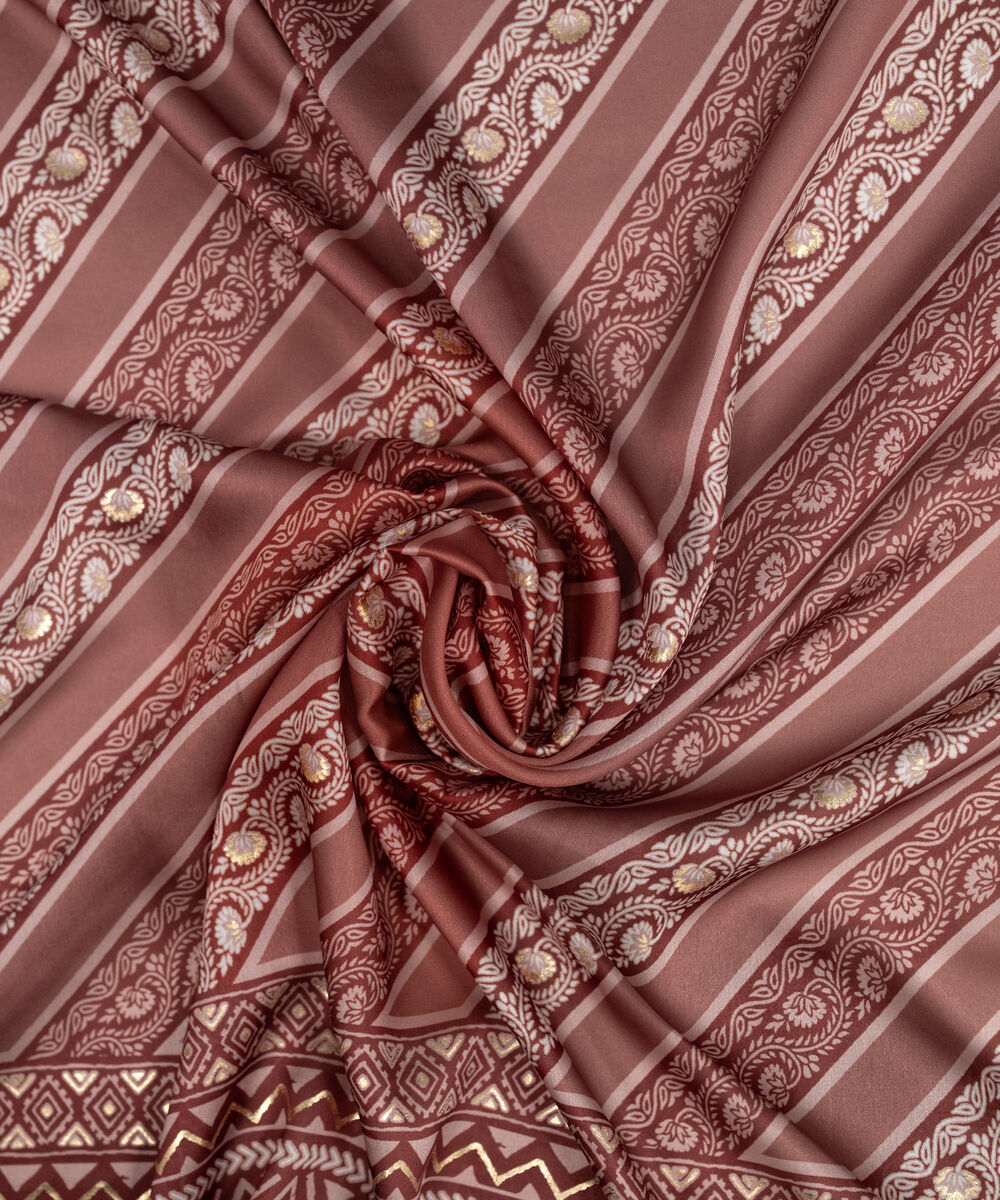 Foil Silk Printed Brown Dupatta