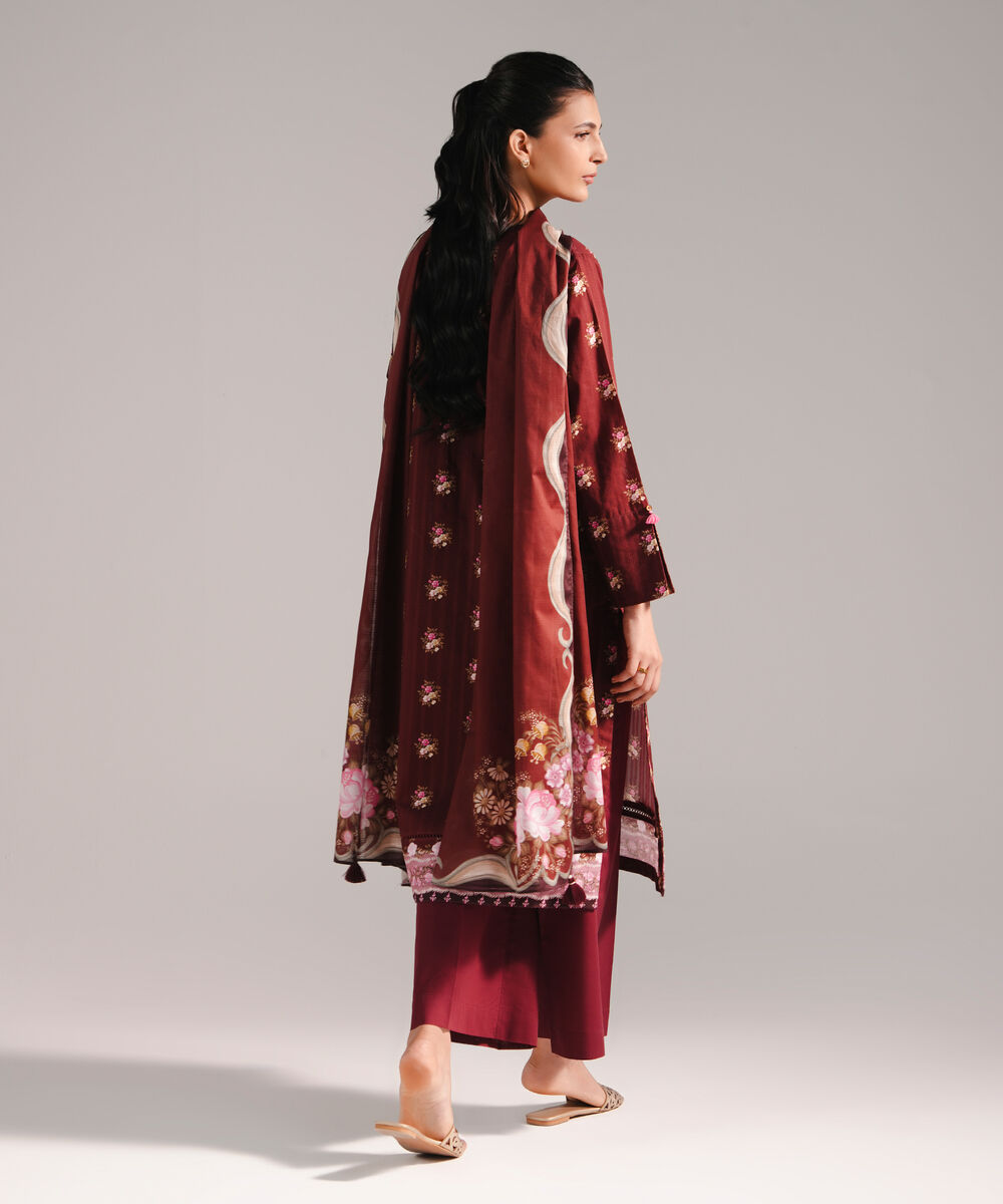 Women's RTW Leno Kara Printed Maroon 3 Piece Suit