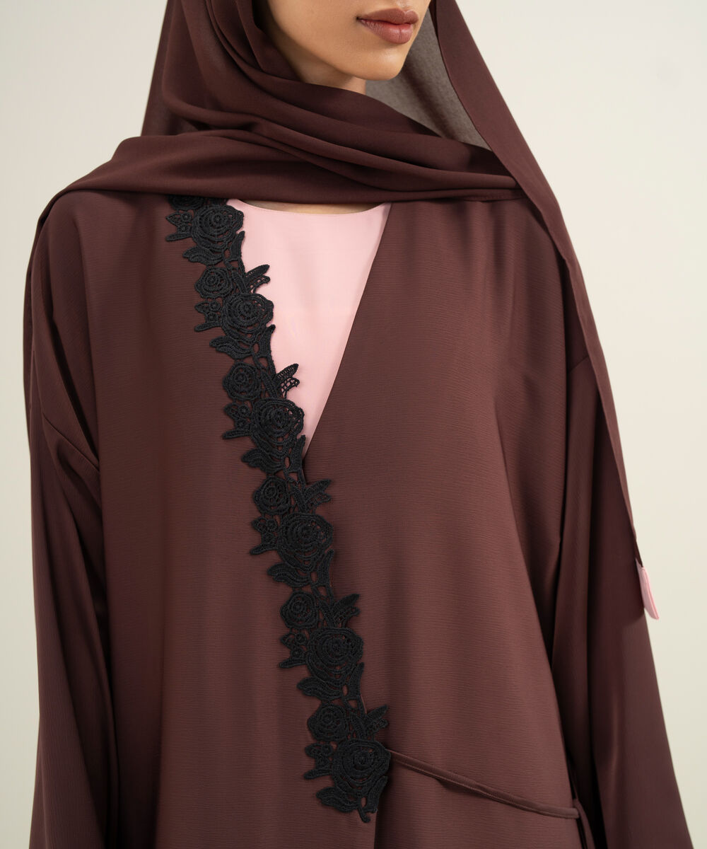 Women's Brown & Pink Wrap-Aroung Abbaya
