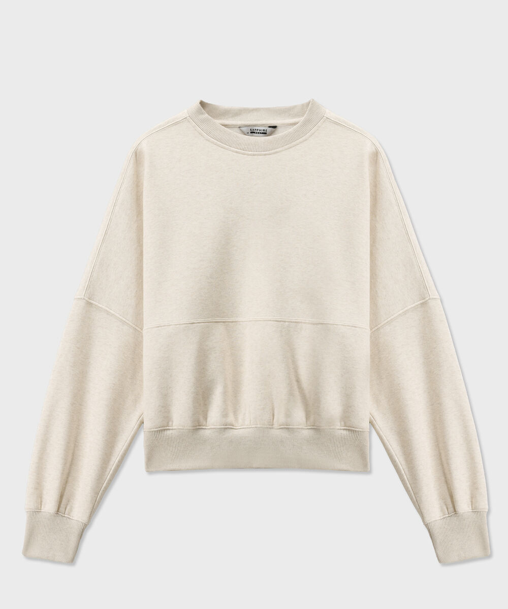 Women's Western Wear Beige Oversized Fleece Sweatshirt