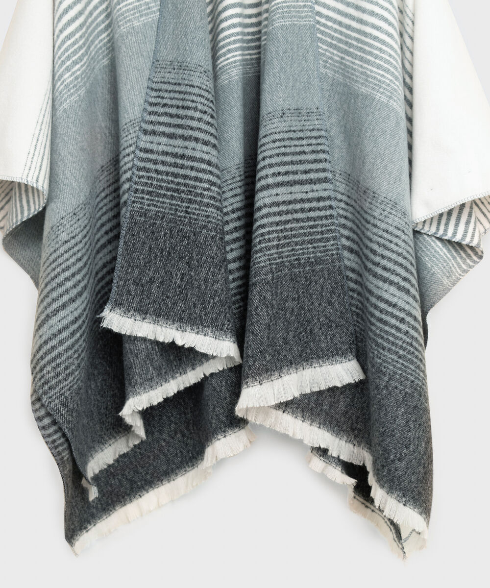 Women's Western Wear Grey & White Striped Cape Shawl