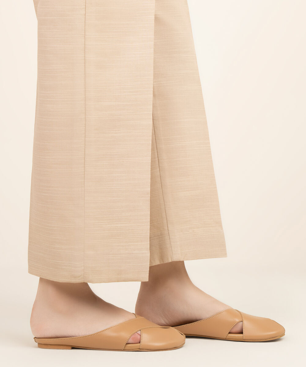 Women's Unstitched Khaddar Printed Beige Trousers Fabric