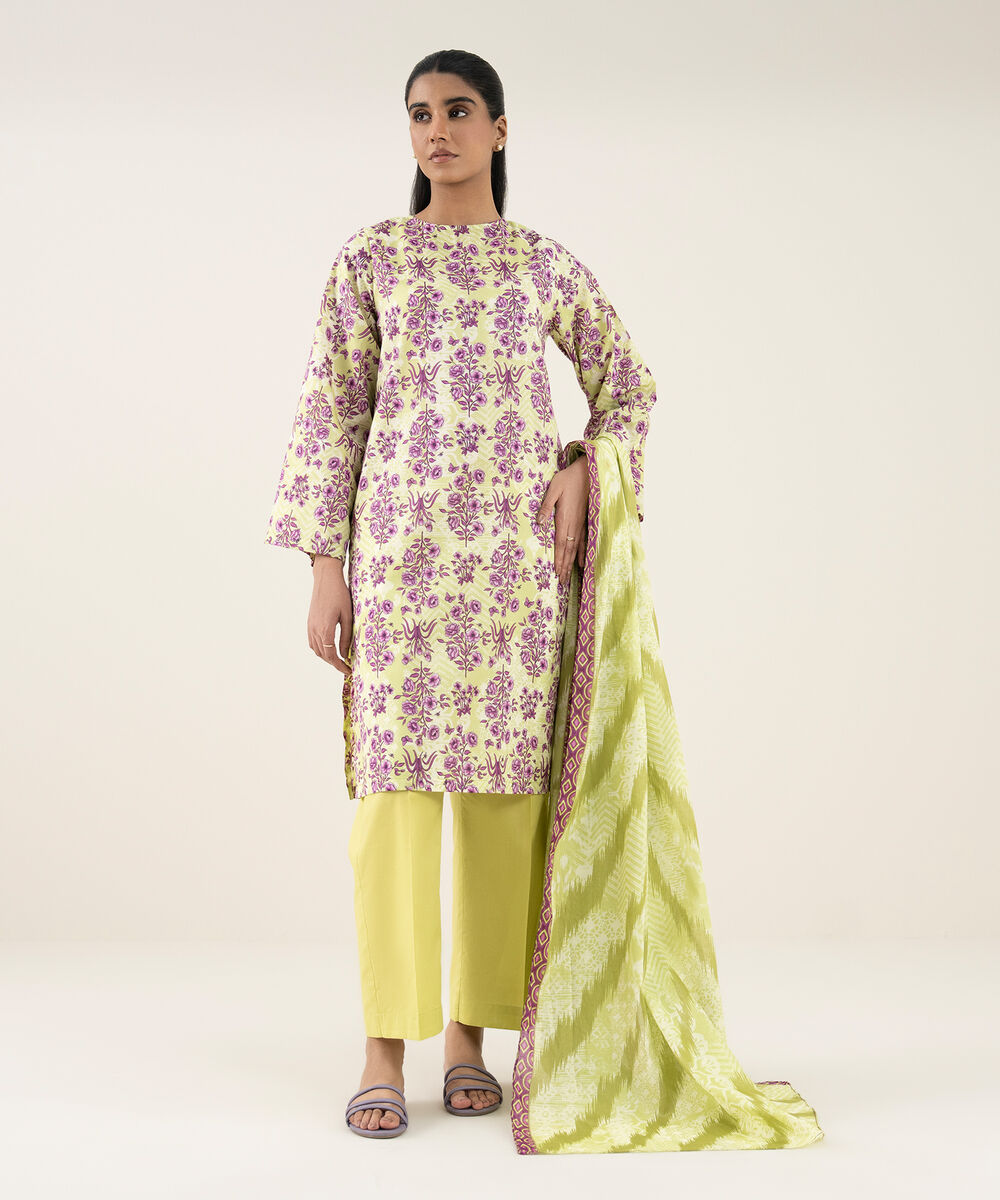 Women's Unstitched Lawn Printed Multi 3 Piece Suit