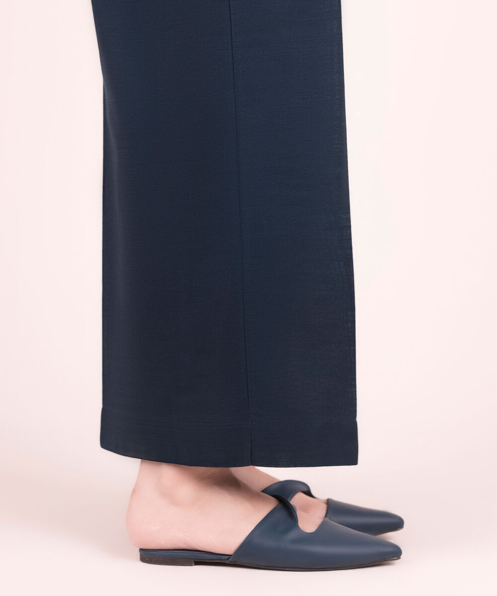 Women's RTW Cotton Solid Blue Culottes