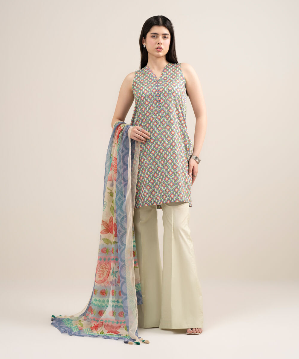 Women's Unstitched Lawn Printed Multi 2 Piece Suit