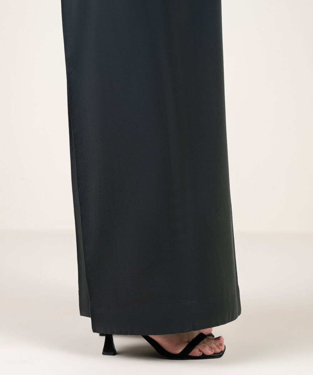 Women's RTW Cotton Viscose Solid Black Culottes