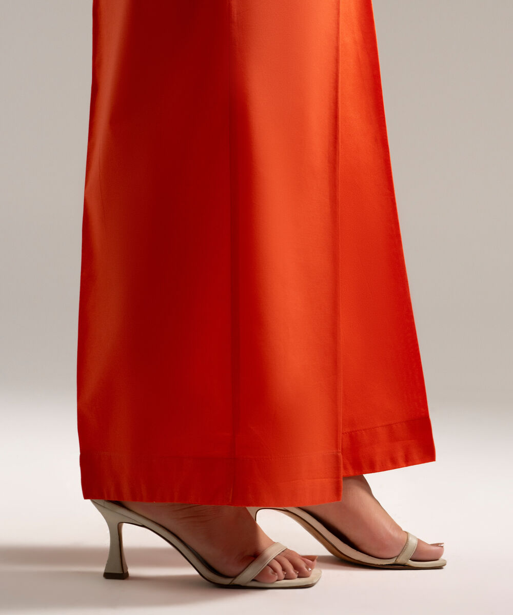 Women's RTW Cambric Solid Orange Culottes