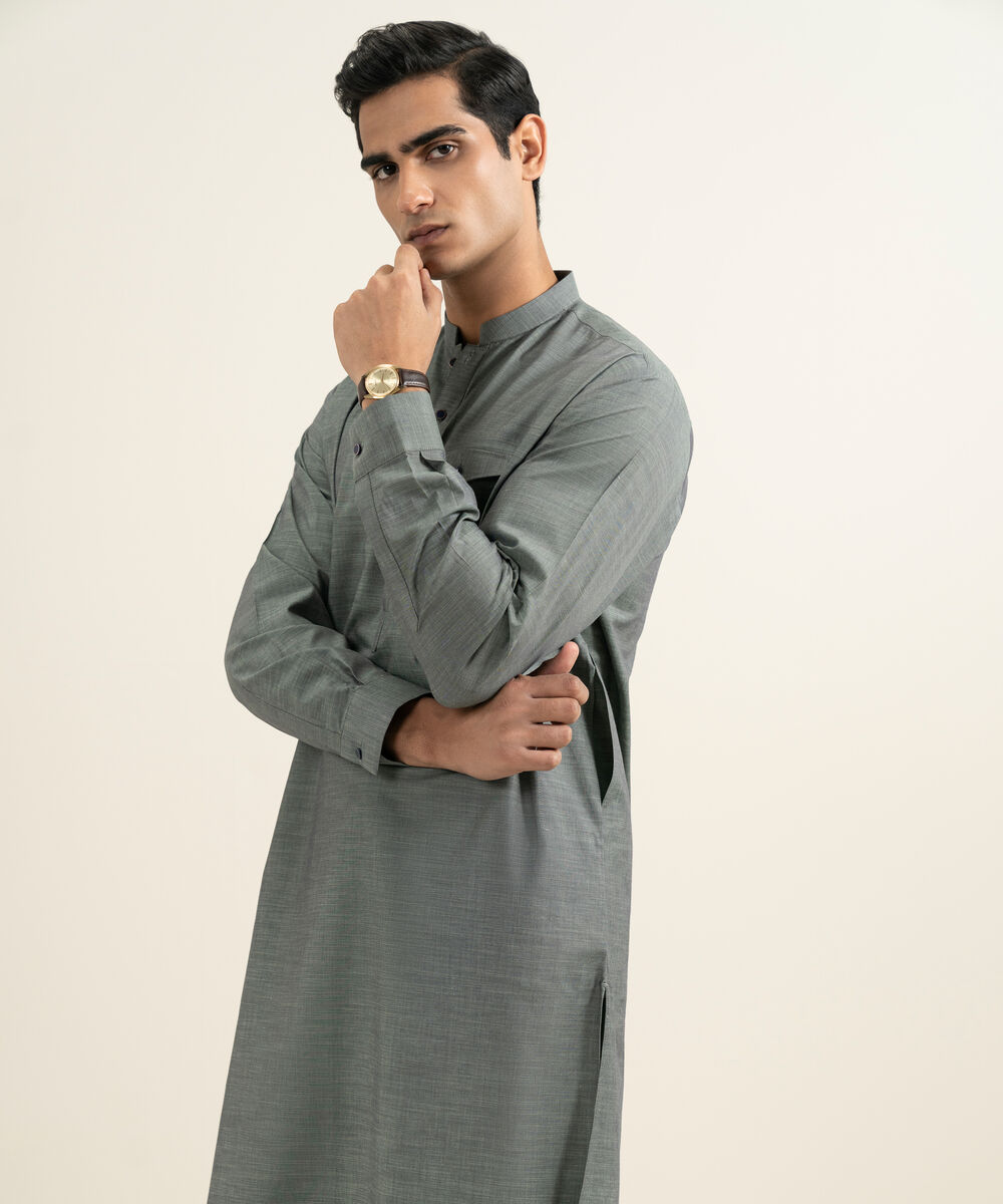 Men's sage Yarn Dyed Cotton Kurta Trouser