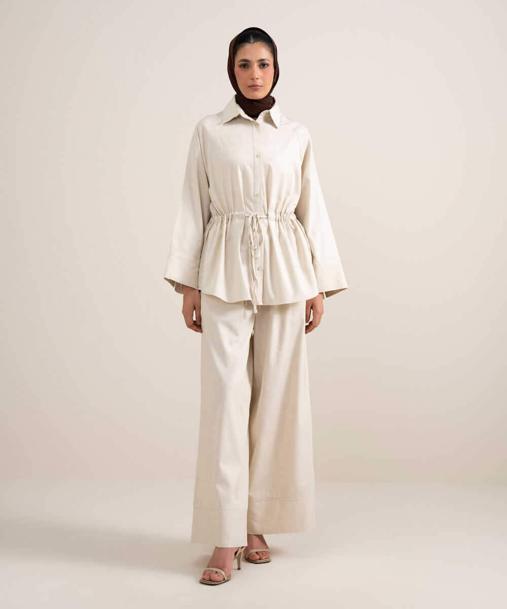 Women's Ivory Wide-Legged Culottes