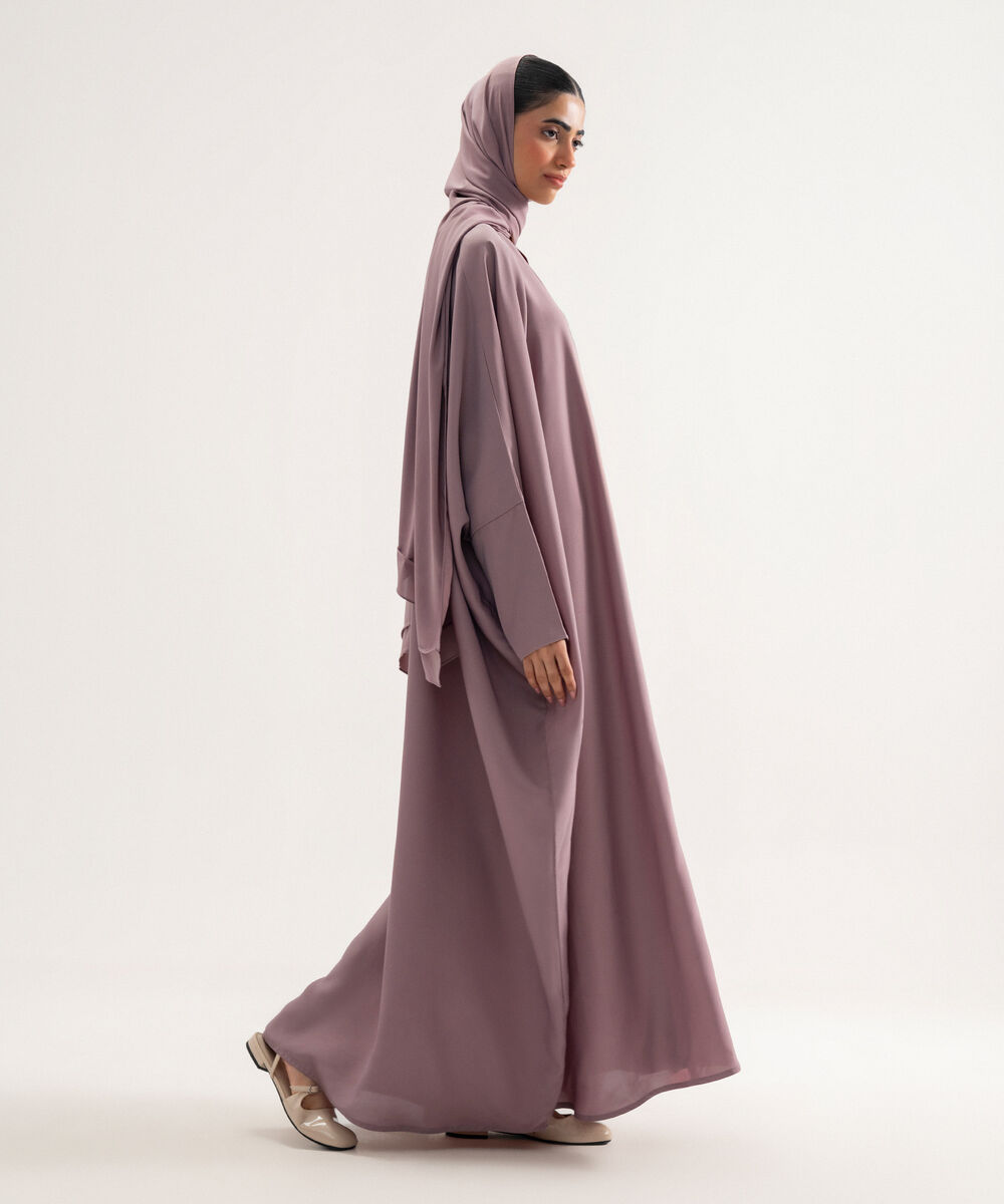 Women's Polyester Lilac Kaftan Abaya Set