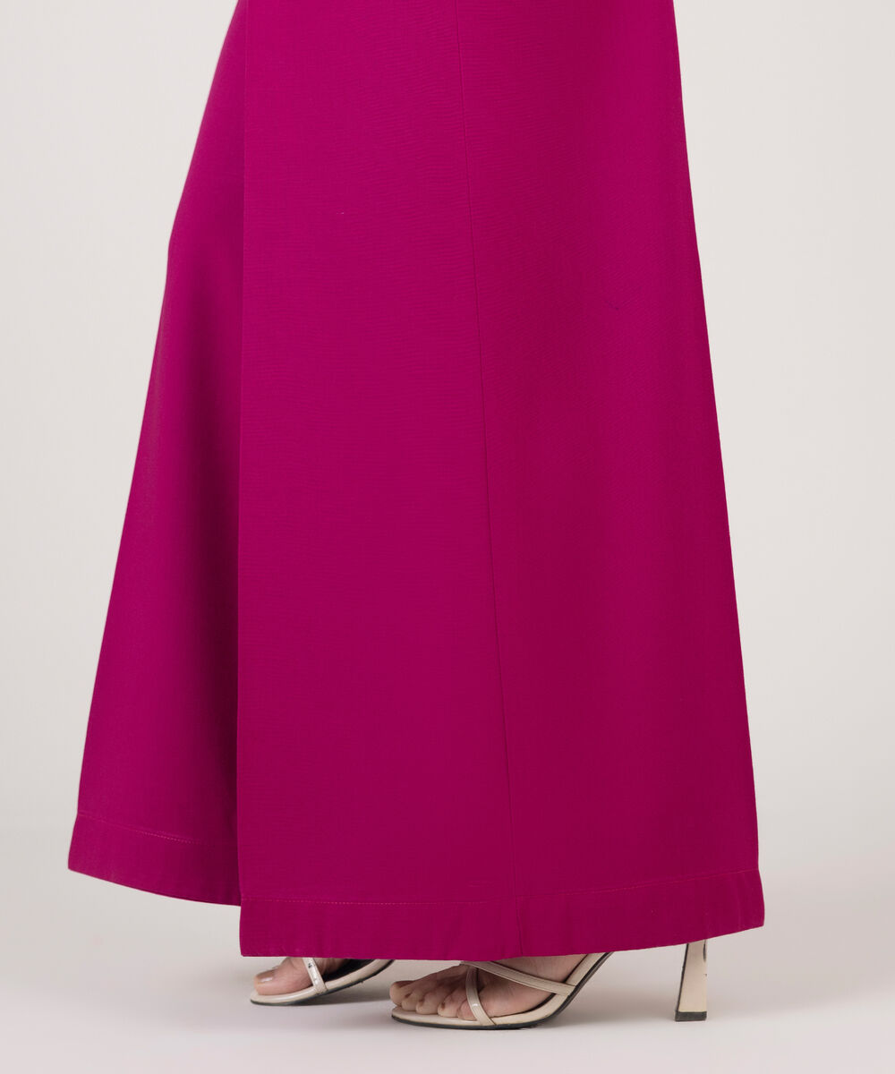 Women's RTW Cotton Viscose Solid Pink Flared Pants