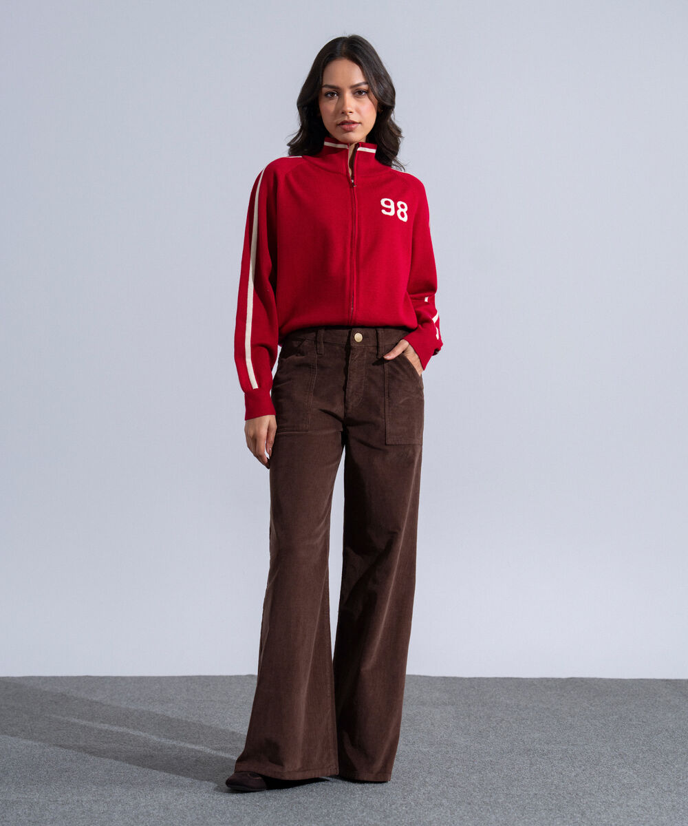 Women's Western Wear Brown Cotton Corduroy Wide Leg Pants