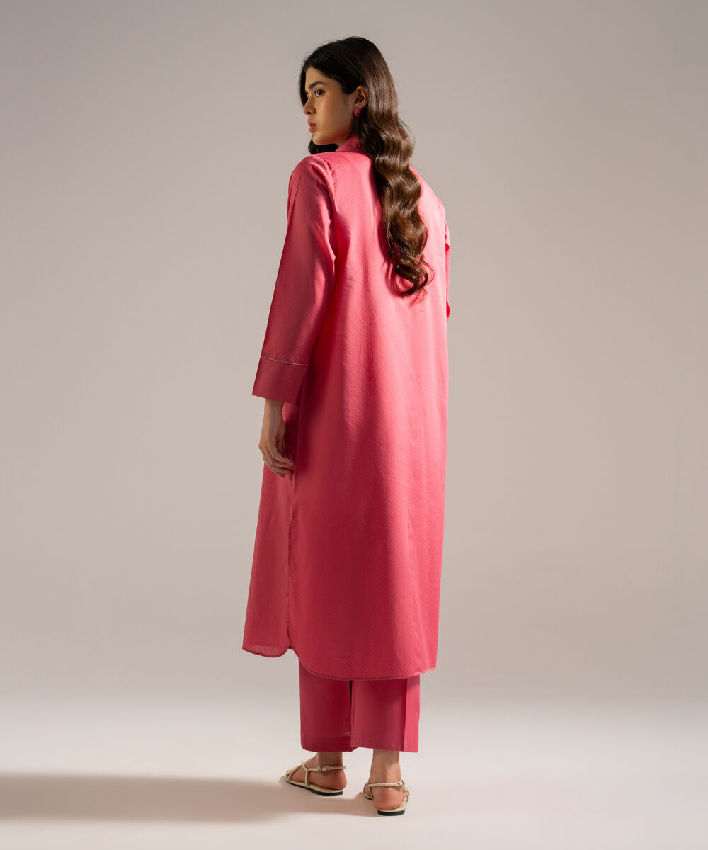 Women's RTW Dobby Solid Pink Straight Shirt
