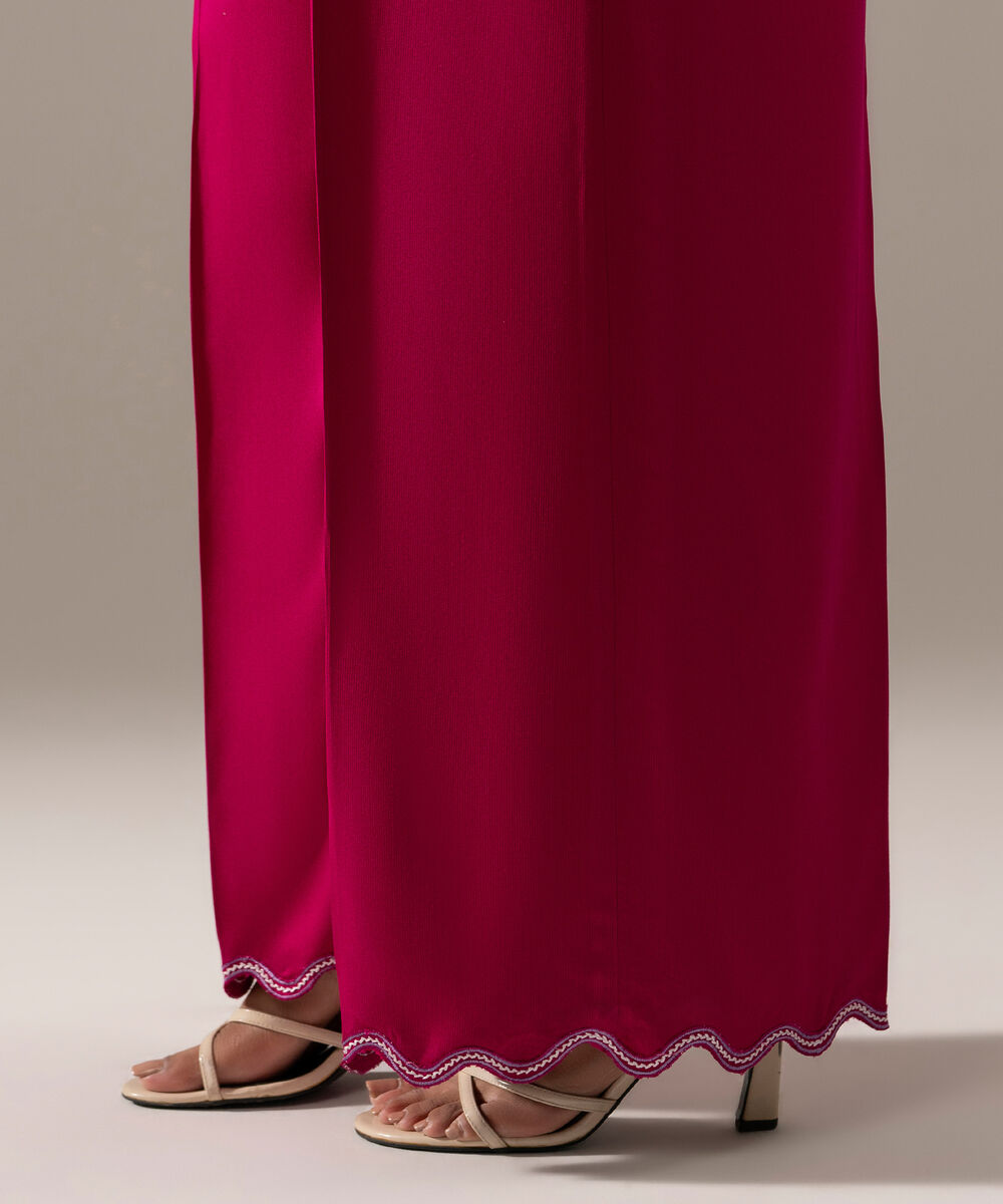 Women's RTW Bedford Solid Pink Straight Pants