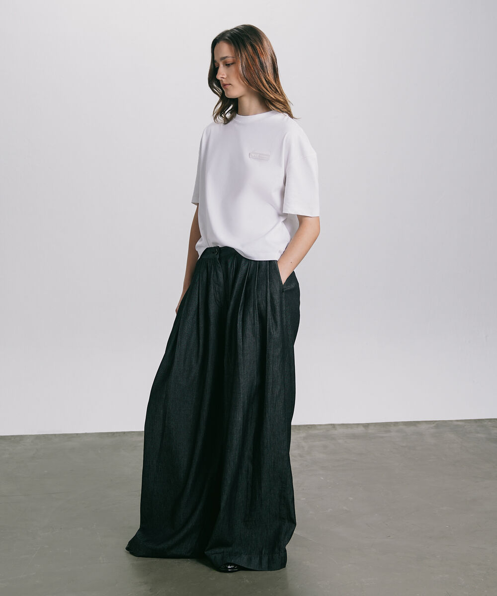 Women's Western Wear Black Wide-Leg Pleated Trouser