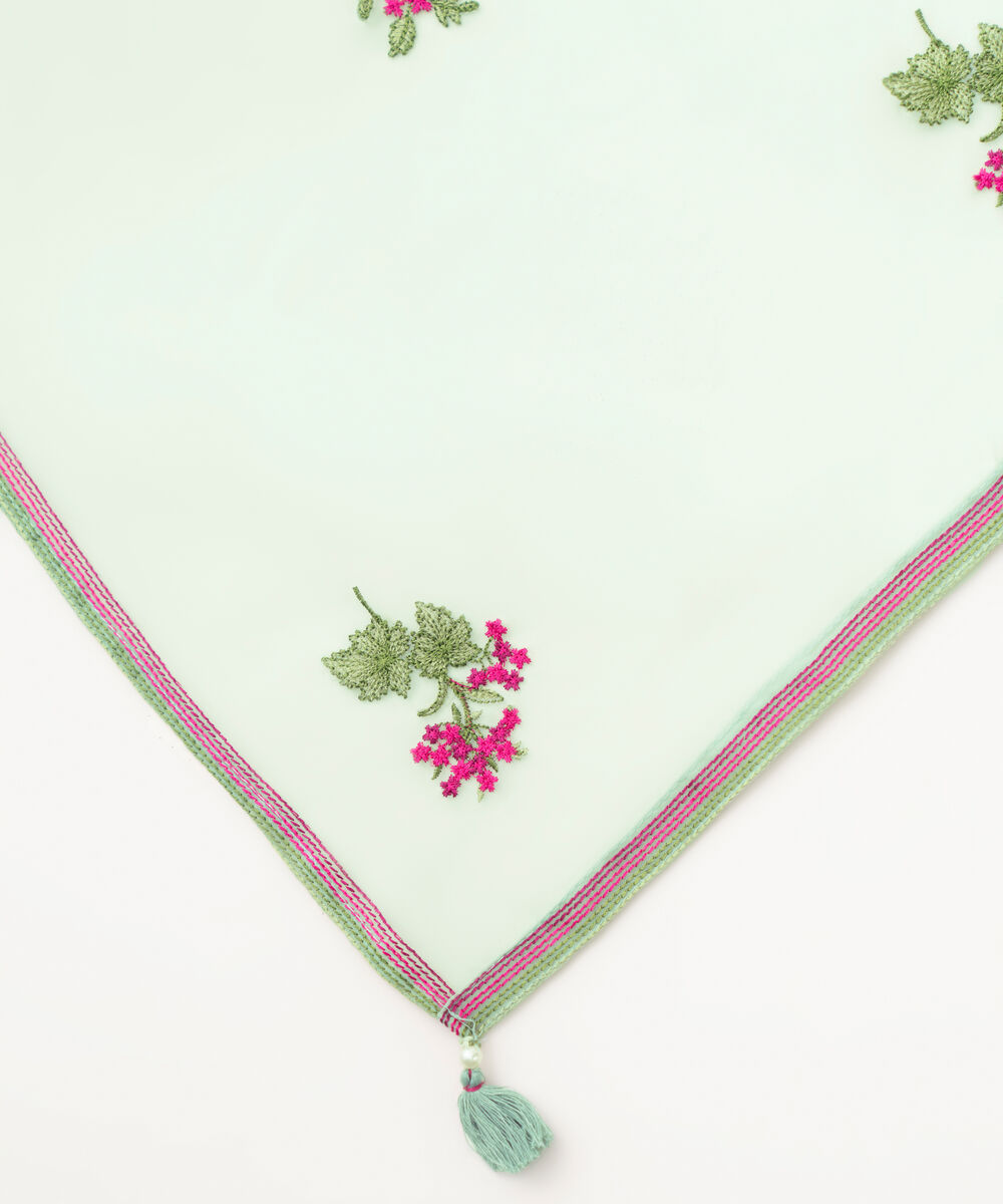 Blended Organza Embroidered Green Dupatta