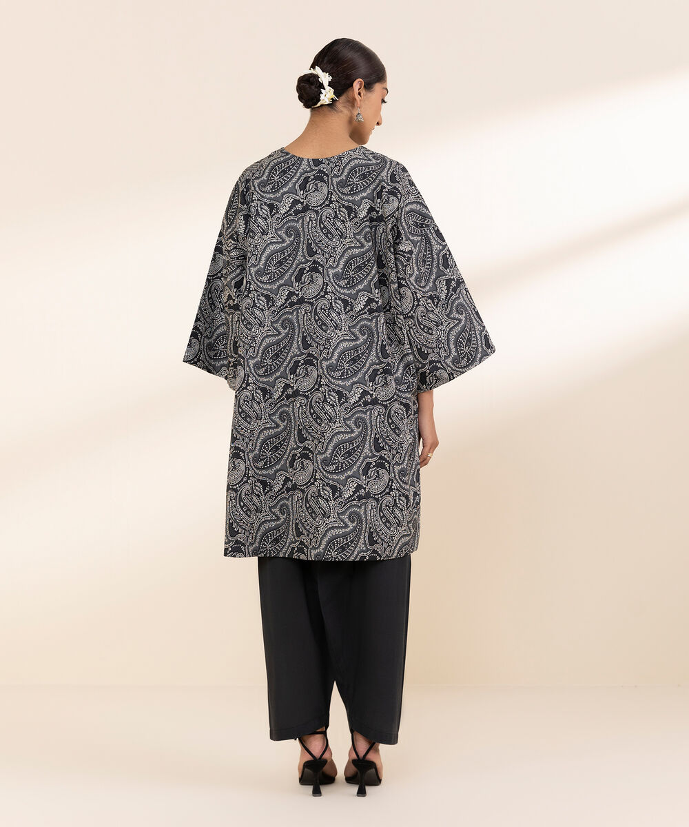 Women's Unstitched Lawn Printed Black 2 Piece Suit