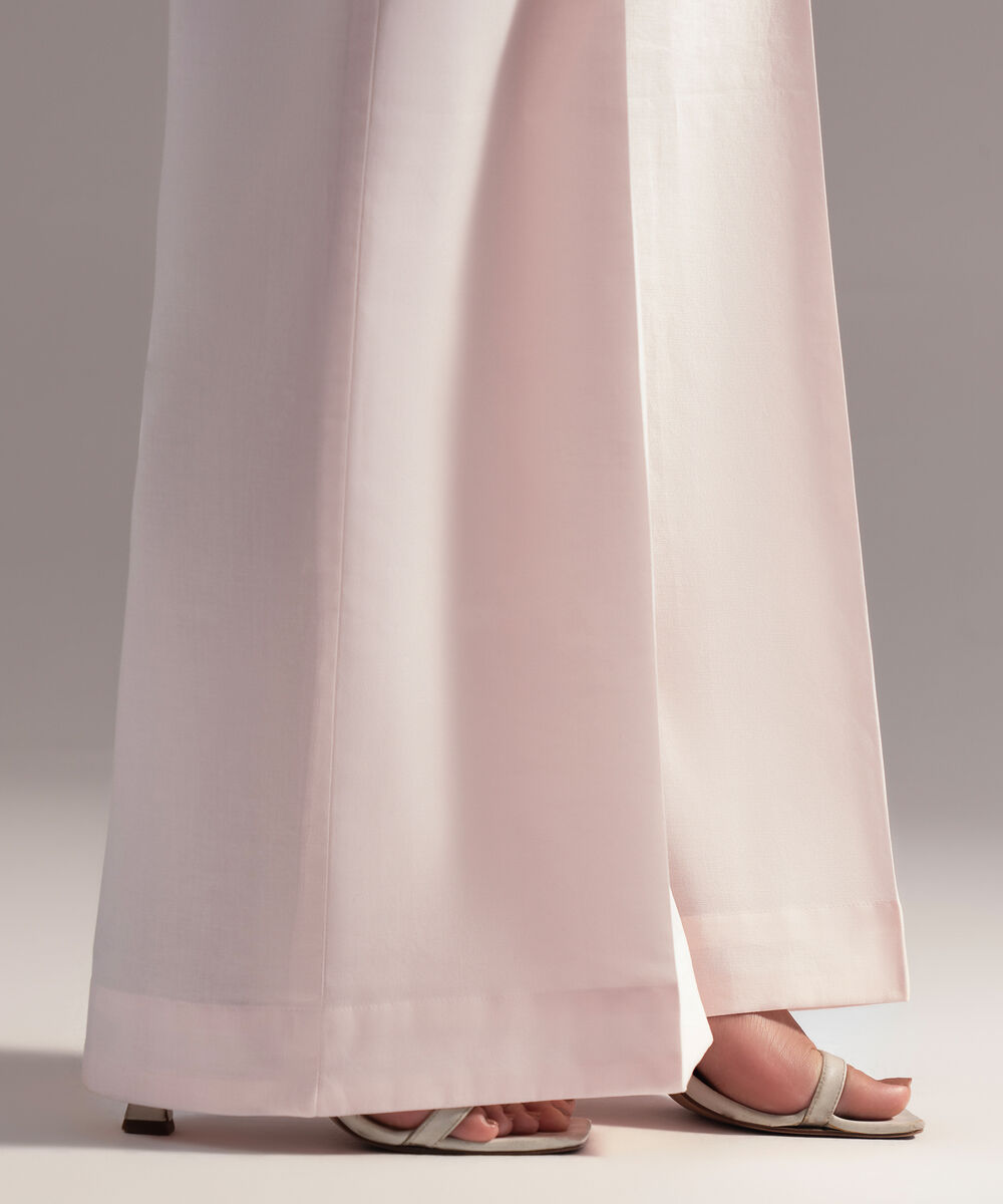 Women's RTW Cambric Solid Pink Flared Pants