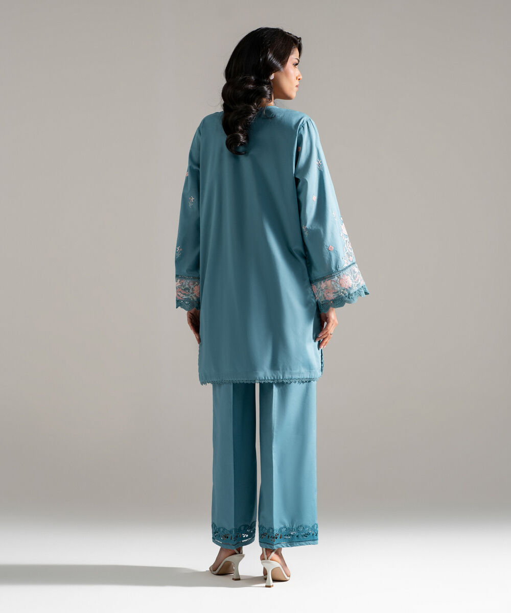 Women's RTW Lawn Embroidered Blue 2 Piece Suit