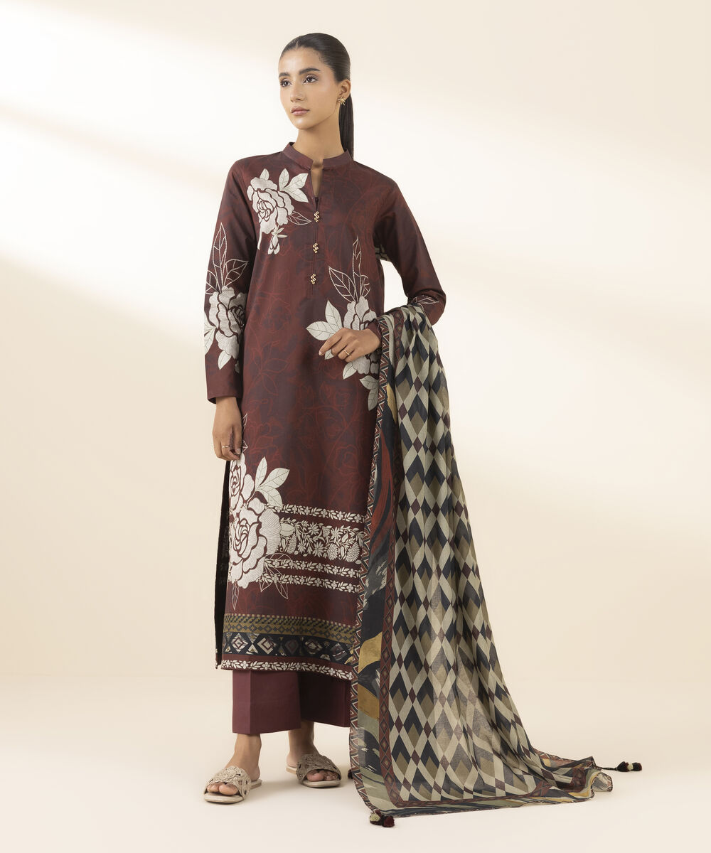 Unstitched Women's Red Lawn 3 Piece Suit