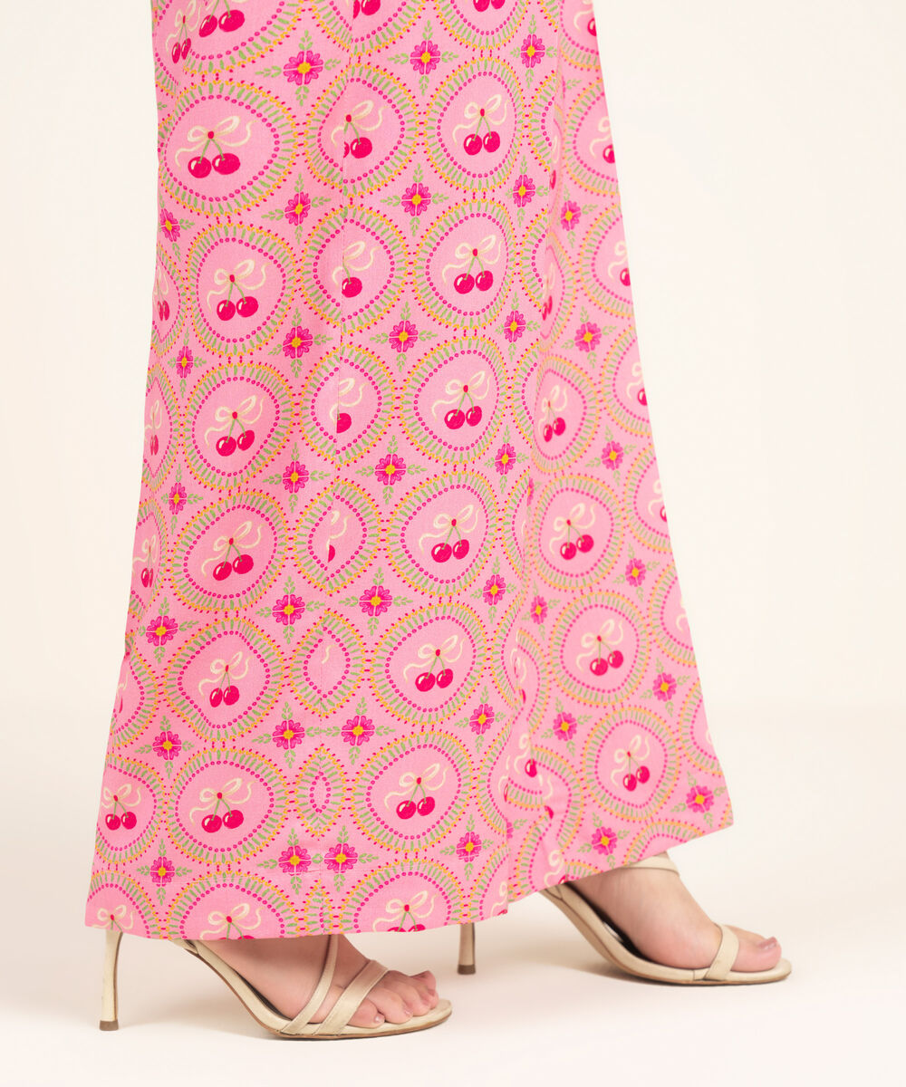 Women's RTW Linen Viscose Printed Pink Culottes