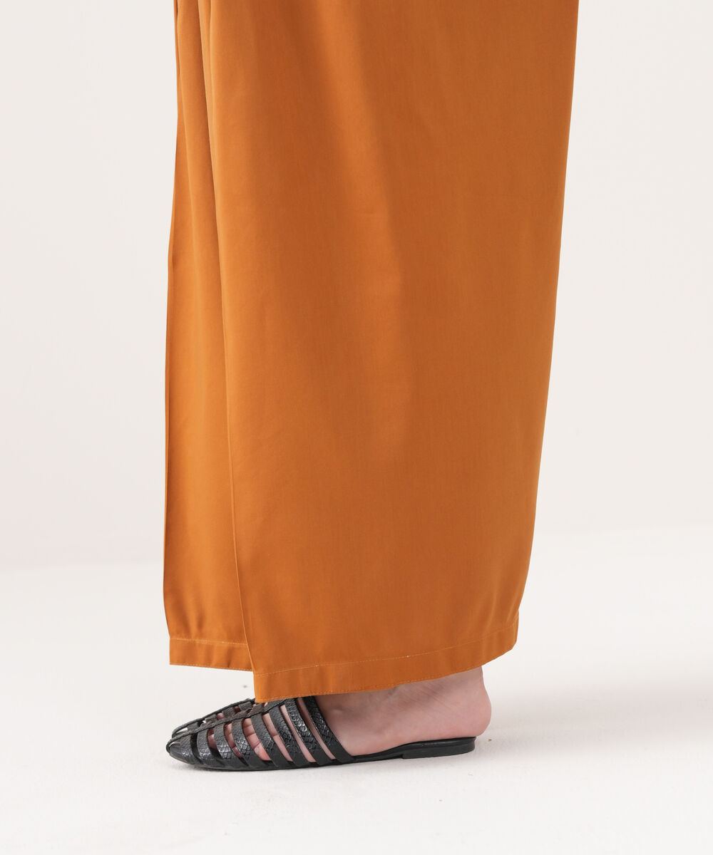 Women's RTW Cotton Viscose Solid Brown Shalwar