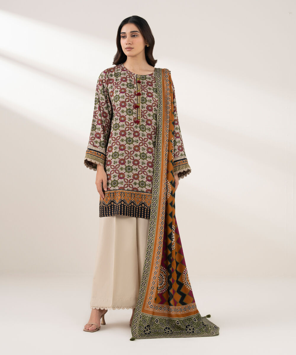 Printed Linen Rust Dupatta