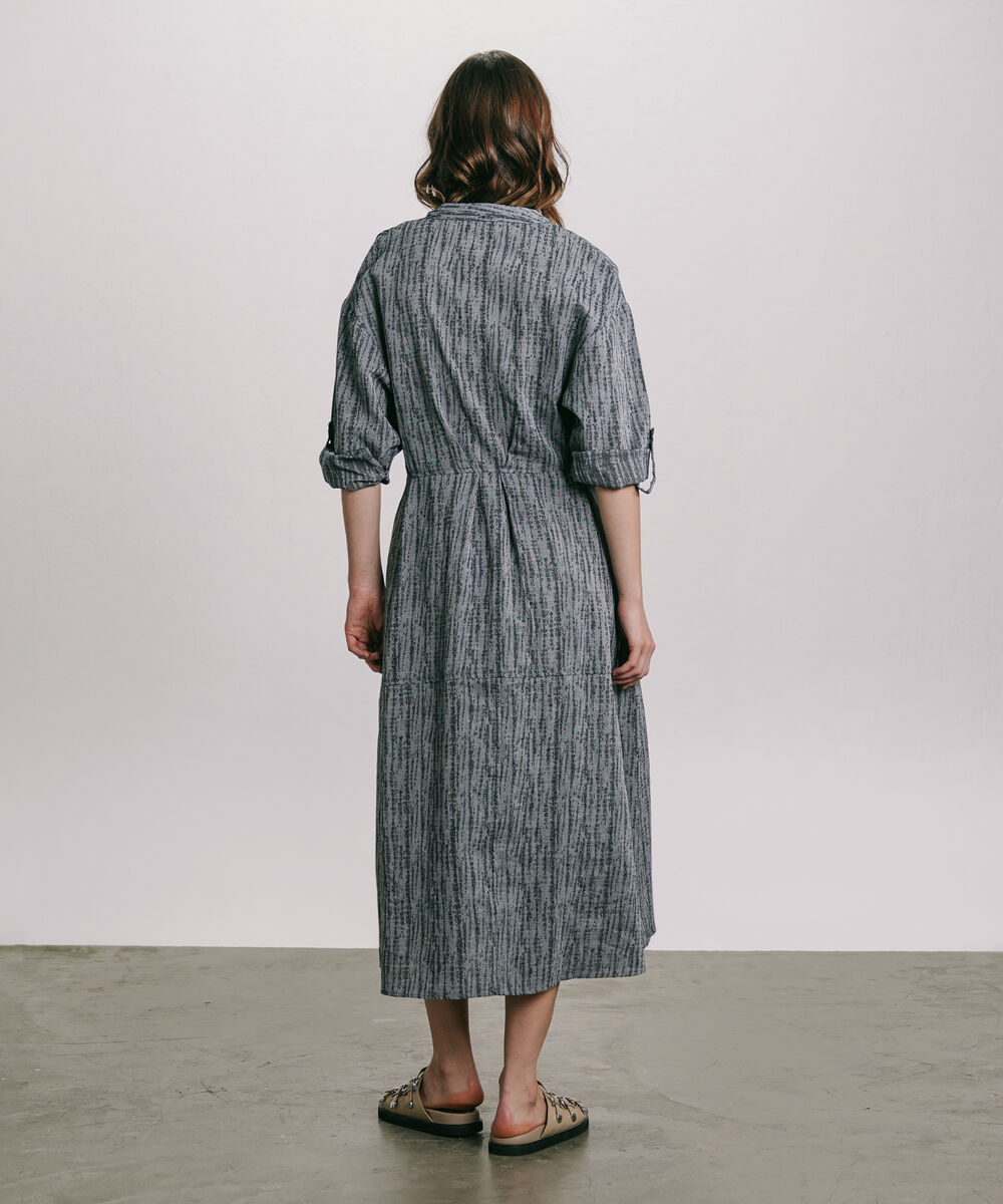 Women's Western Wear Blue Textured Denim Jacquard Dress