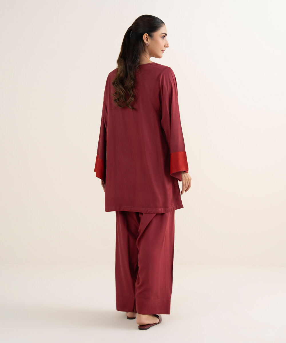 Women's RTW Bedford Solid Maroon Straight Shirt