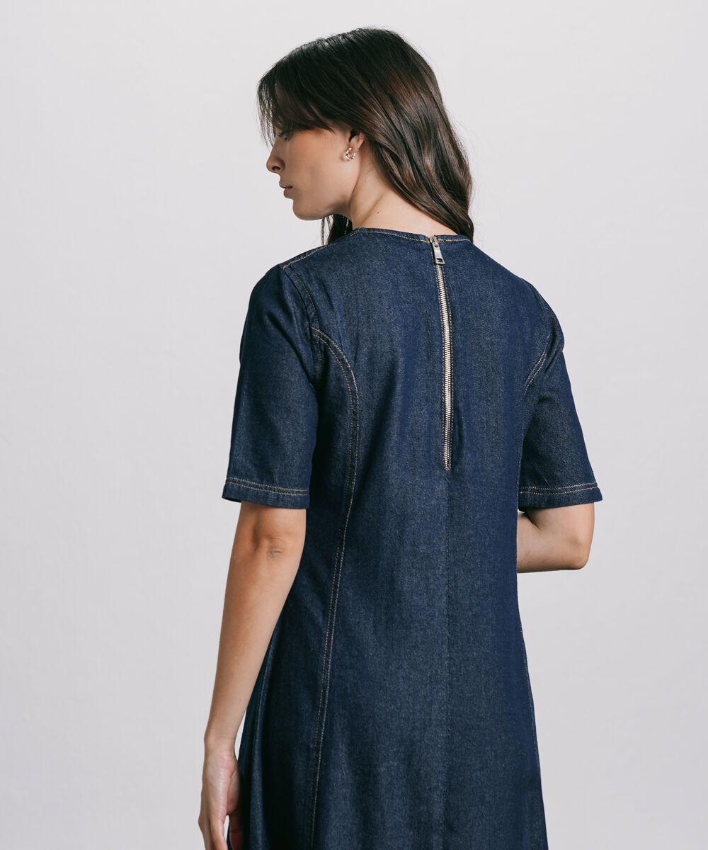 Women's Western Wear Blue Flared Denim Dress