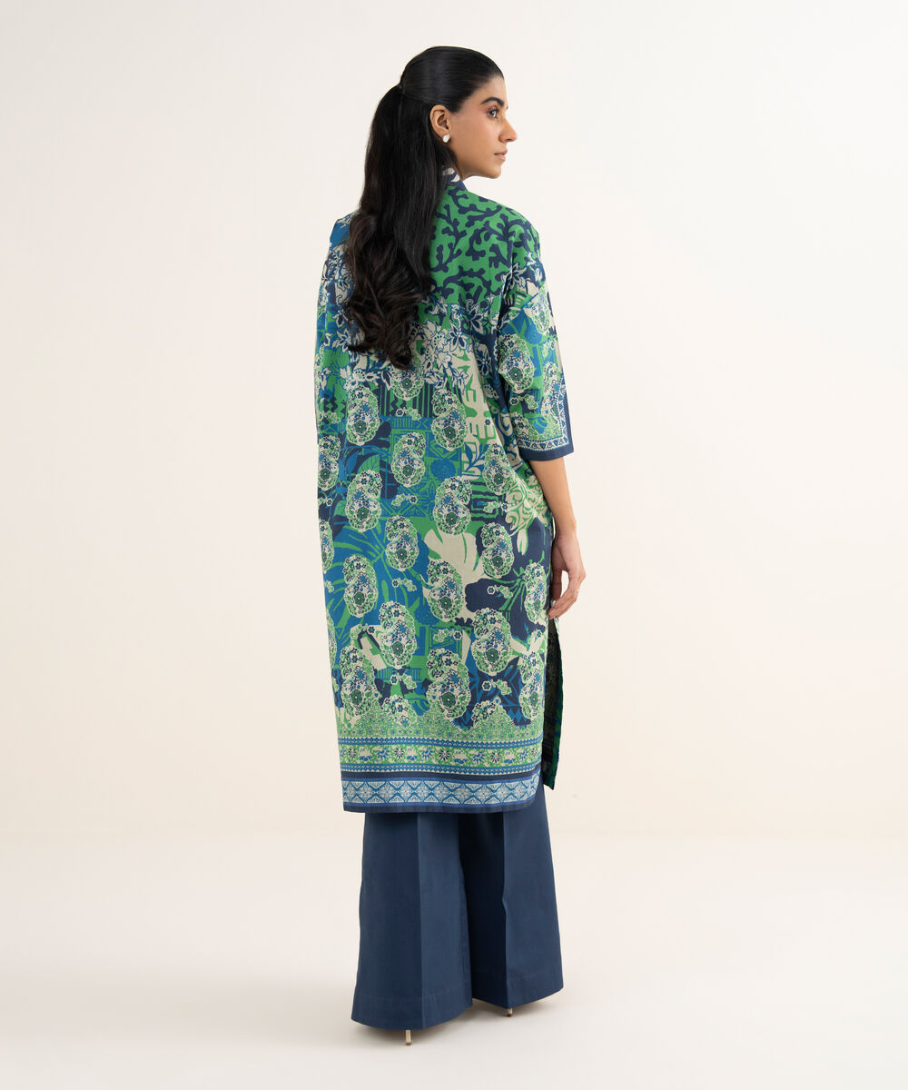 Women's Unstitched Lawn Printed Blue 2 Piece Suit