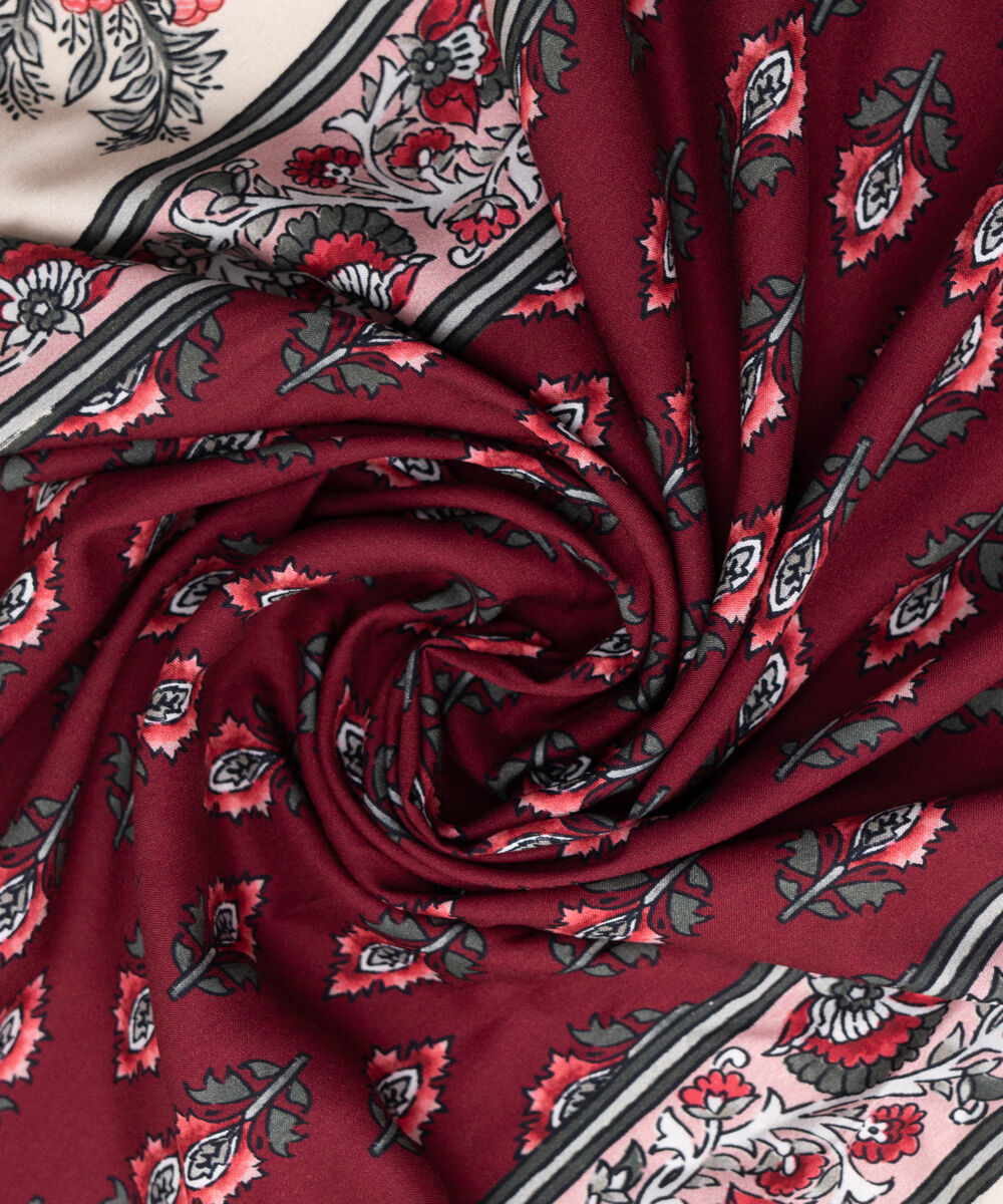 Linen Viscose Printed Maroon Dupatta