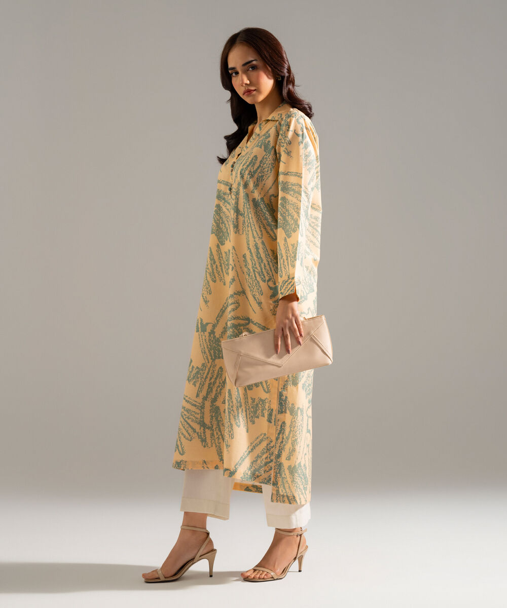 Women's RTW Slub Lawn Printed Multi Straight Shirt
