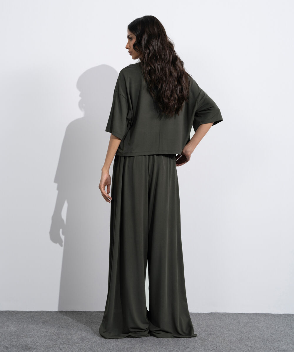 Women's Grey Flowing Pleated Trouser