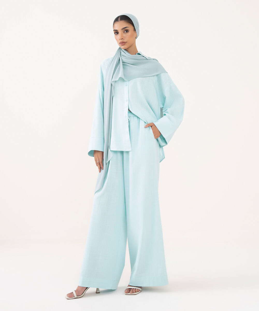 Women's Blue Viscose Modest Wear Trousers