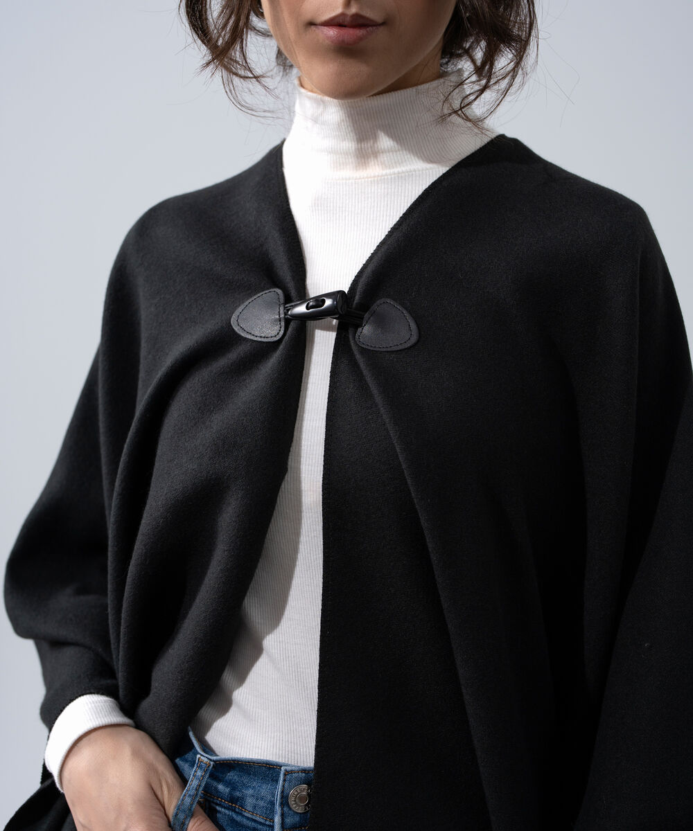 Women's Western Wear Black Polyester Cape Shawl