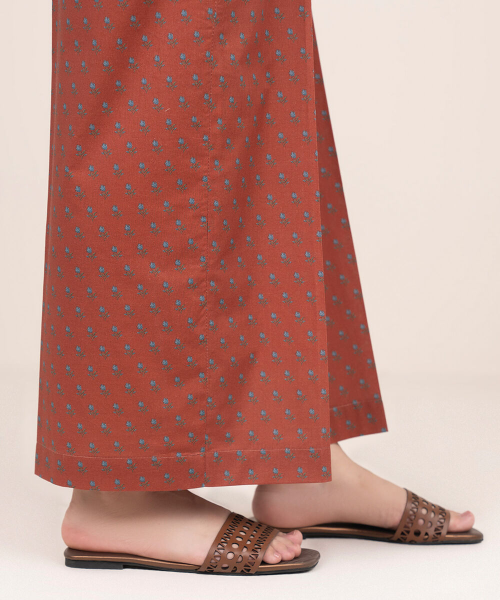 Women's RTW Cambric Brown Printed Wide Culotte